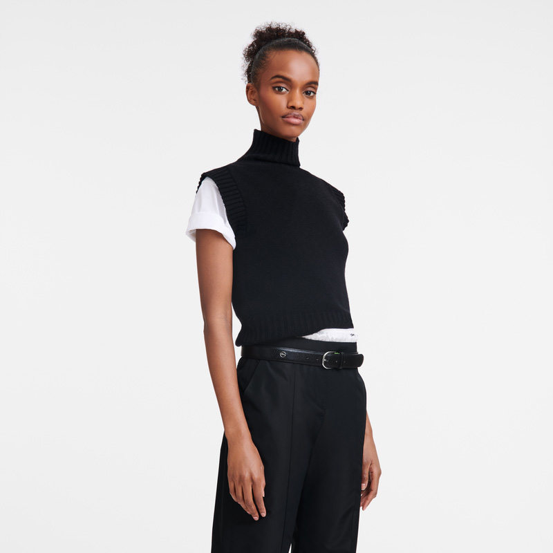 Longchamp |Le Pliage Damengürtel, Schwarz – Leder |Schwarz