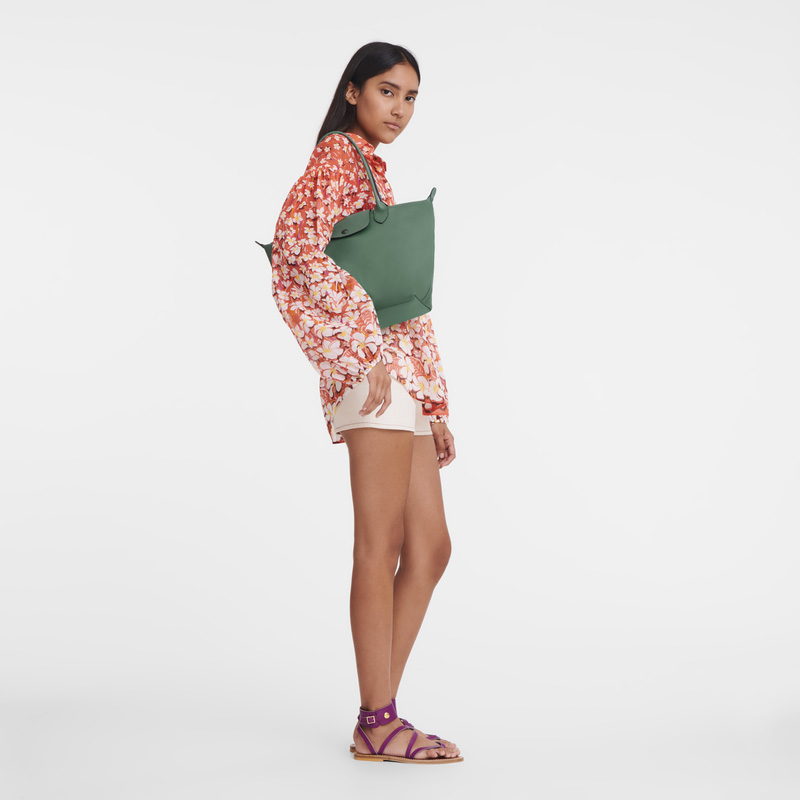 Longchamp |Le Pliage Xtra M Tragetasche Salbeigrün – Leder |Salbeigrün