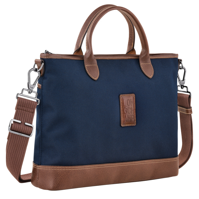 Longchamp |Boxford S Aktentasche, Blau – Recyceltes Canvas |Blau
