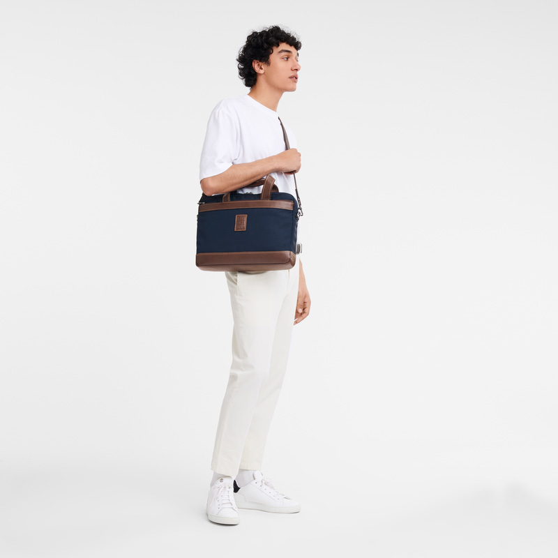 Longchamp |Boxford S Aktentasche, Blau – Recyceltes Canvas |Blau