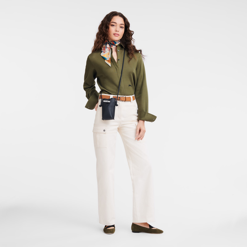 Longchamp |Le Roseau Handyhülle Schwarz – Leder |Schwarz