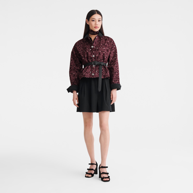 Longchamp |Jacke Aubergine – Bedruckte Gabardine |Aubergine