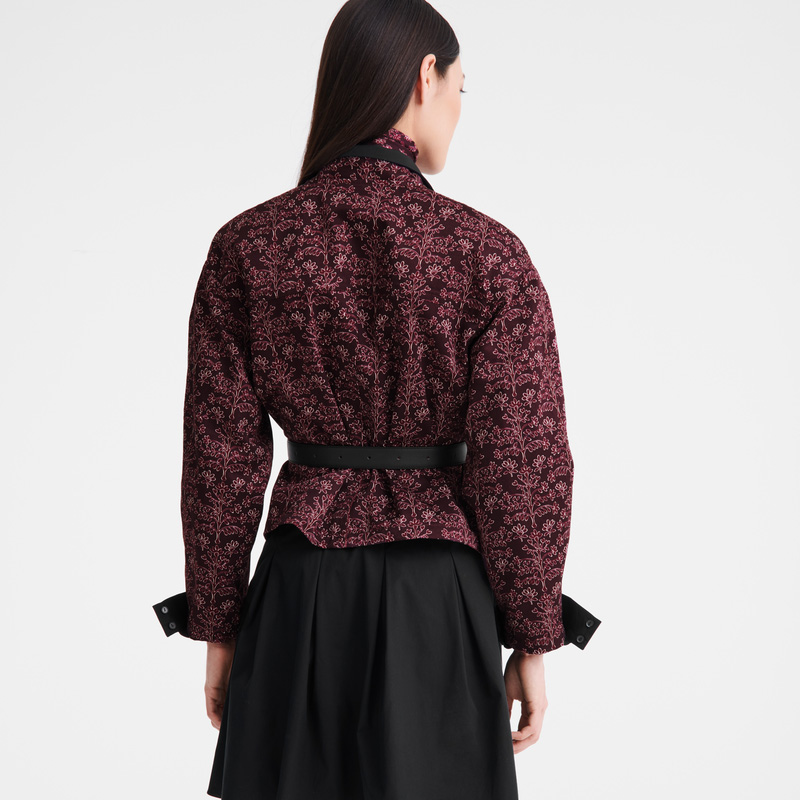 Longchamp |Jacke Aubergine – Bedruckte Gabardine |Aubergine