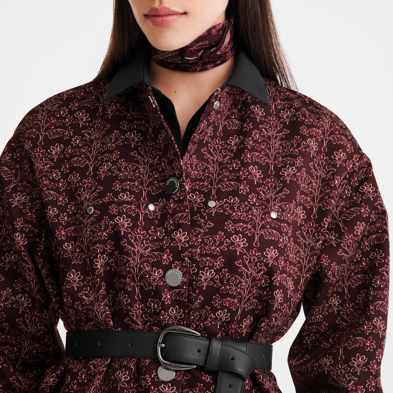 Longchamp |Jacke Aubergine – Bedruckte Gabardine |Aubergine