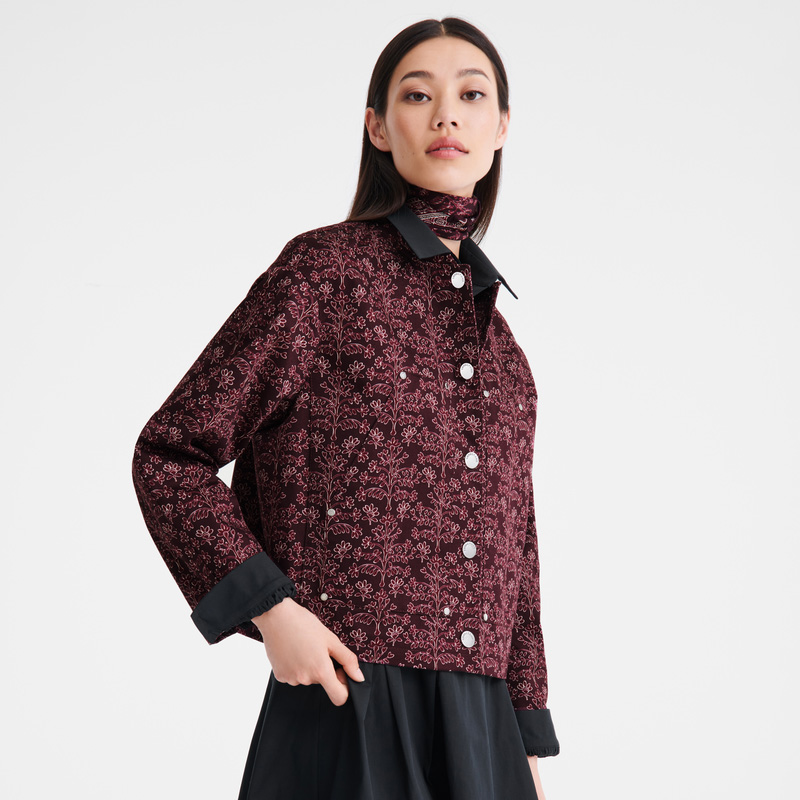 Longchamp |Jacke Aubergine – Bedruckte Gabardine |Aubergine