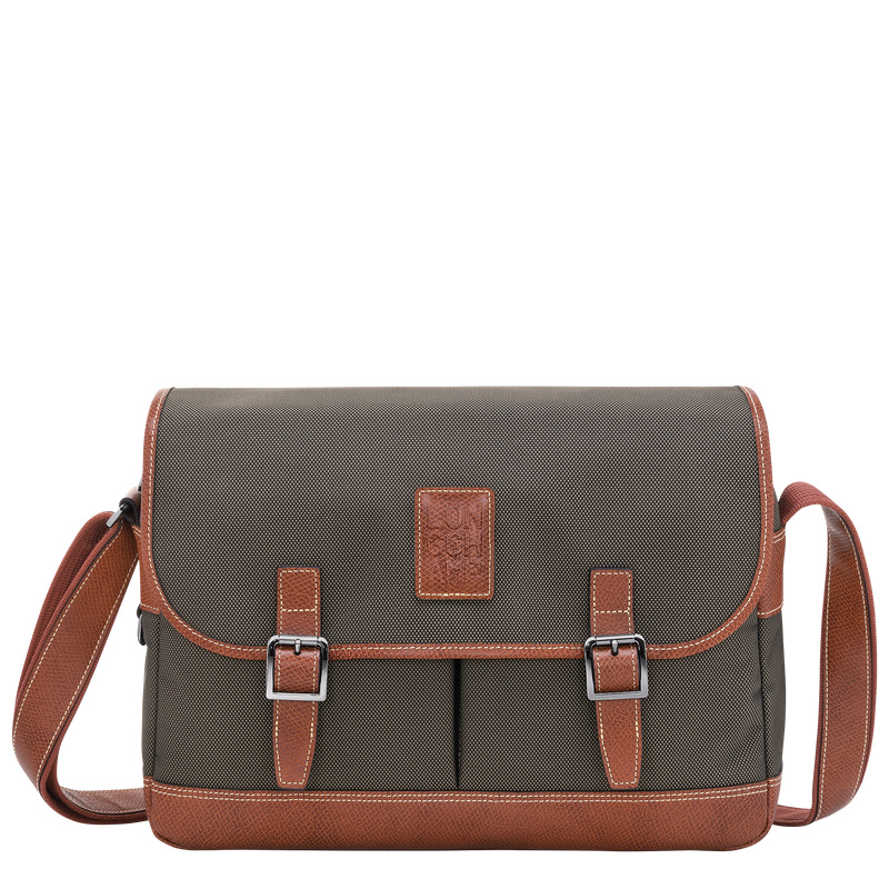 Longchamp |Boxford L Umhängetasche, Braun – Recyceltes Canvas |Braun