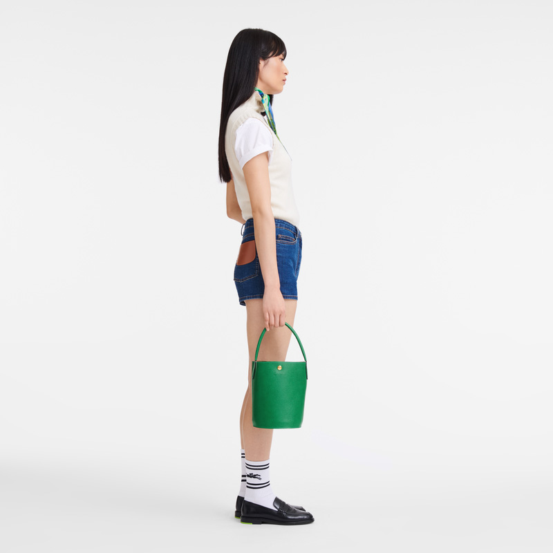 Longchamp |Pure S Beuteltasche Grün – Leder |Grün