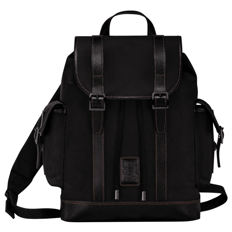 Longchamp |Boxford Rucksack, Schwarz – Recyceltes Canvas |Schwarz