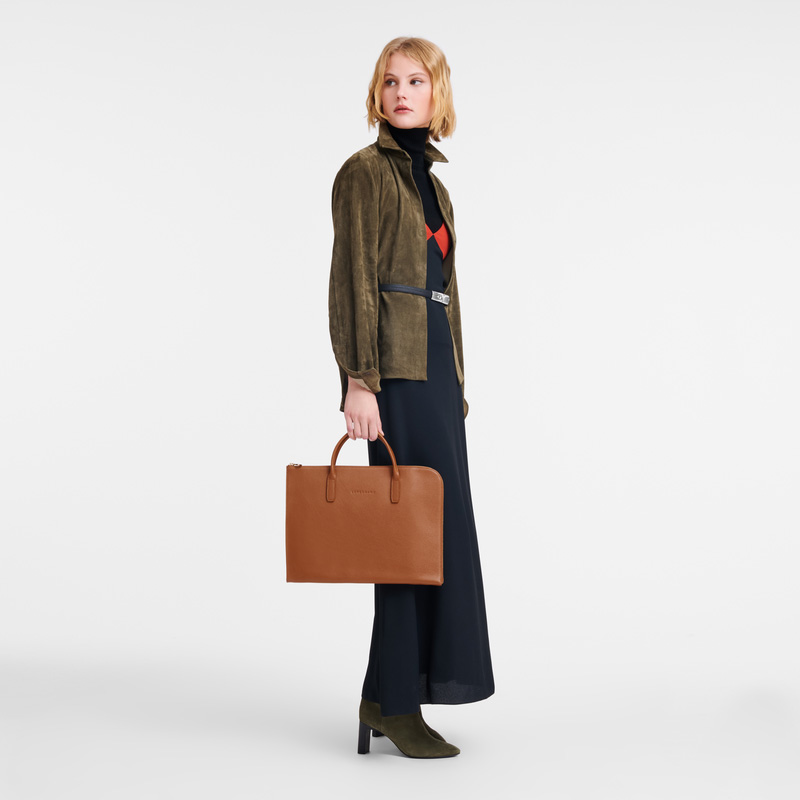 Longchamp |Le Foulonn S Aktentasche Karamell – Leder |Karamell