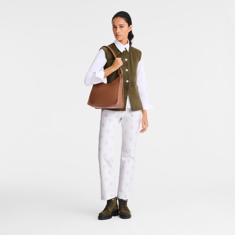 Longchamp |Le Foulonn M Hobo-Tasche Karamell – Leder |Karamell