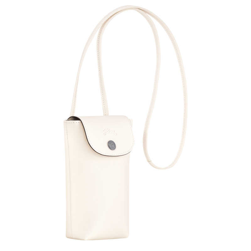 Longchamp |Le Pliage Xtra Handytasche mit Lederband, Ecru – Leder |Ecru