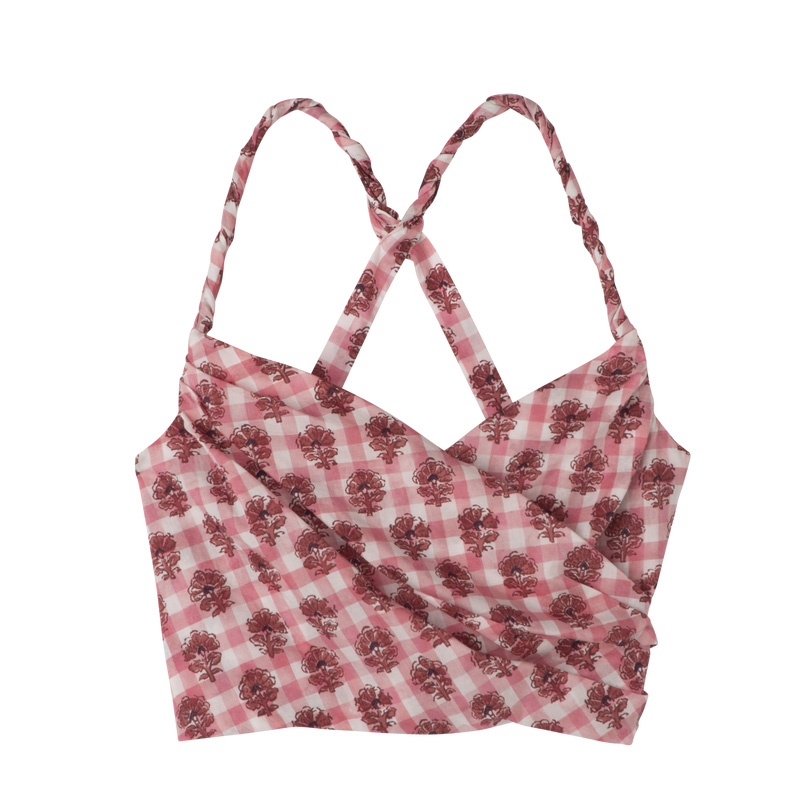 Longchamp |Top Blush – Schleier mit Vichy-Print |Blush Longchamp |Top Blush – Schleier mit Vichy-Print |Blush