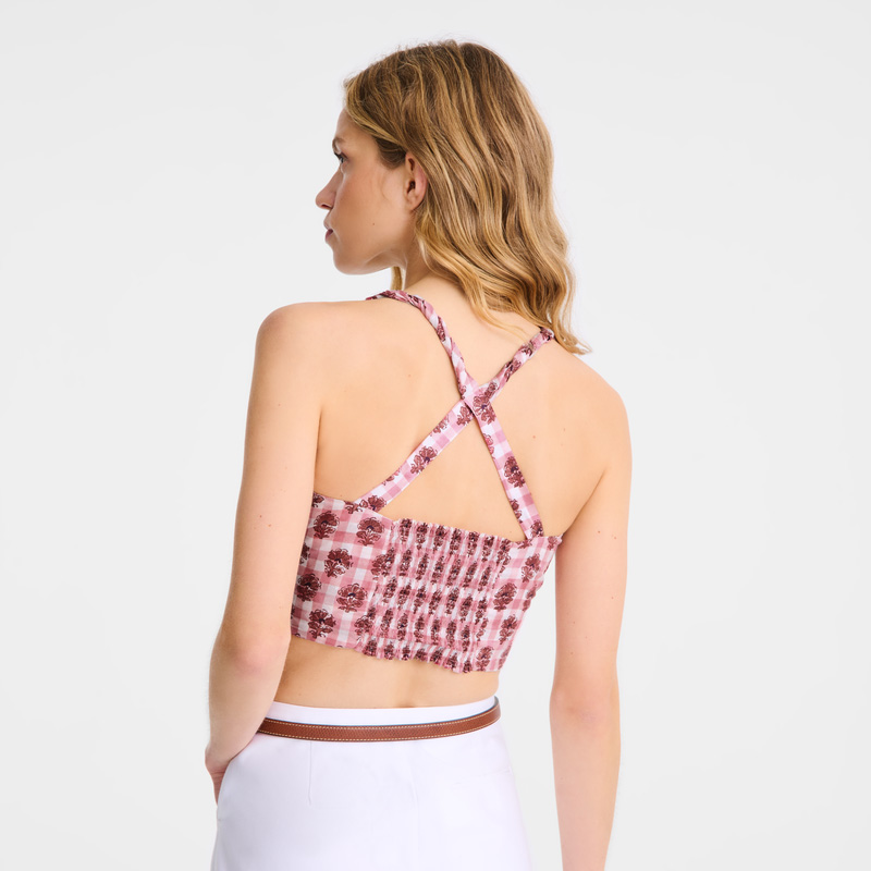 Longchamp |Top Blush – Schleier mit Vichy-Print |Blush Longchamp |Top Blush – Schleier mit Vichy-Print |Blush