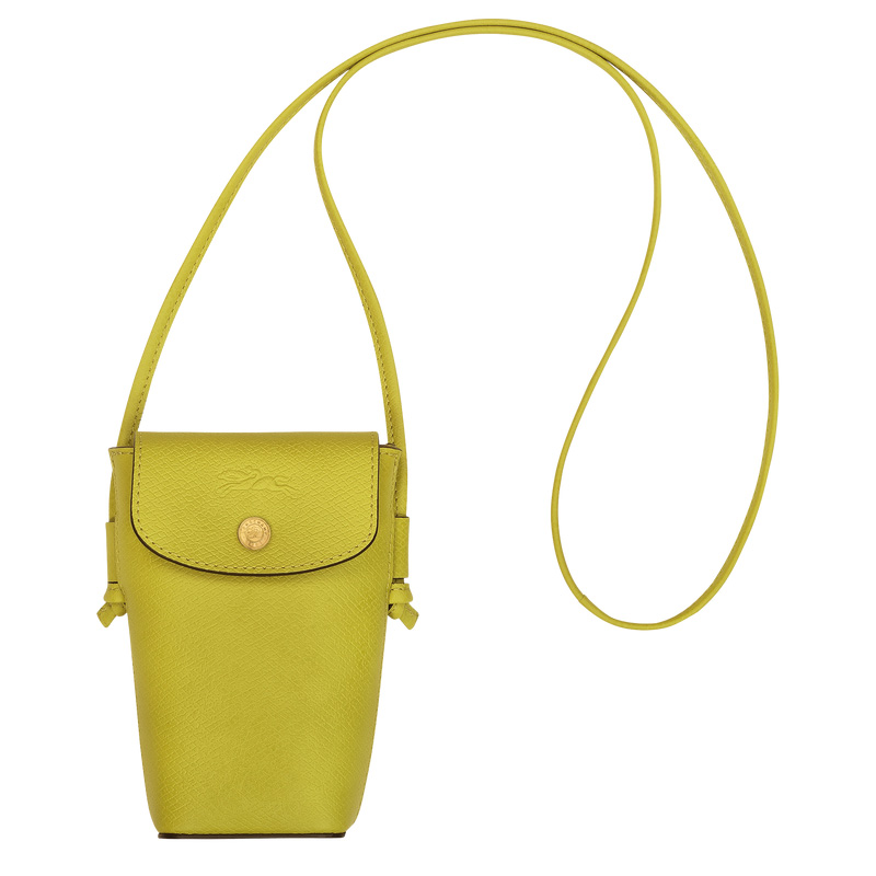 Longchamp |Pure Handytasche mit Lederband, Kiwigrün – Leder |Kiwigrün