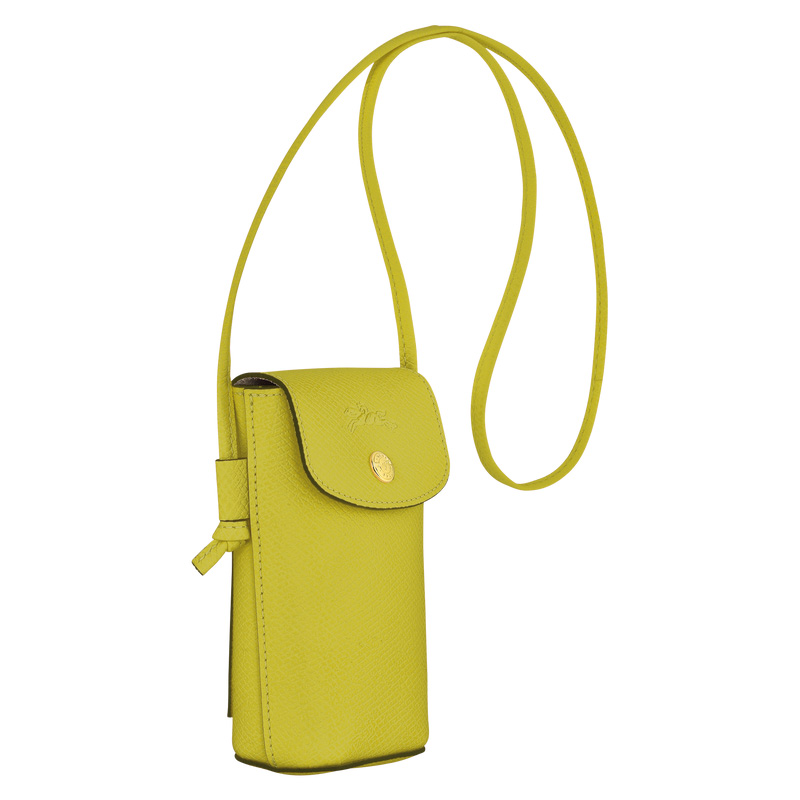 Longchamp |Pure Handytasche mit Lederband, Kiwigrün – Leder |Kiwigrün