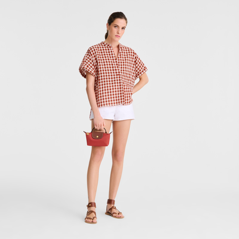 Longchamp |Le Pliage Original Tasche mit Tragegriff, Tomate – Recyceltes Canvas |Tomate