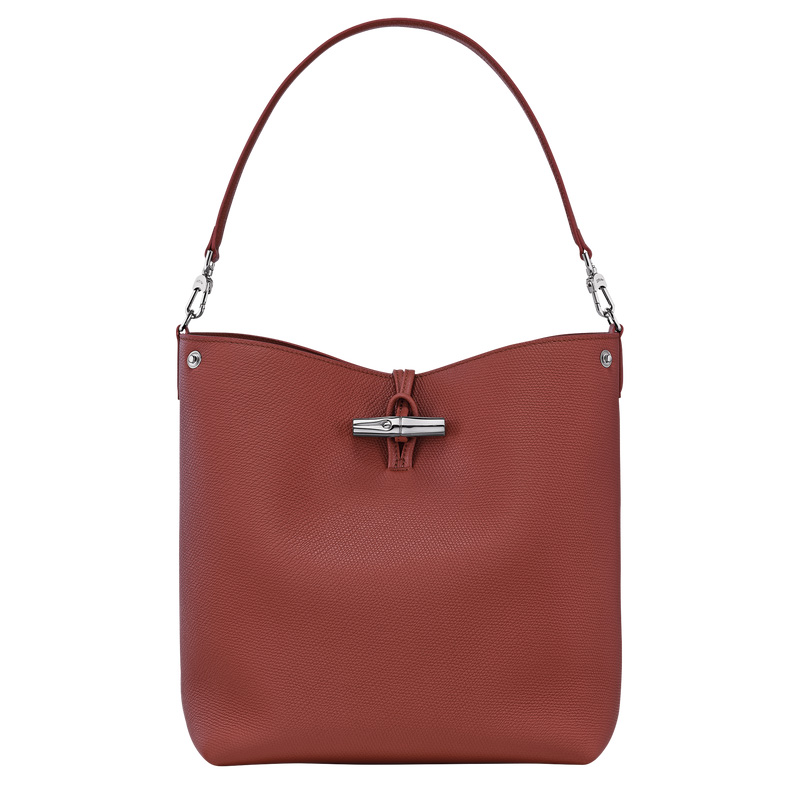 Longchamp |Le Roseau M Schultertasche Kastanienbraun – Leder |Kastanienbraun