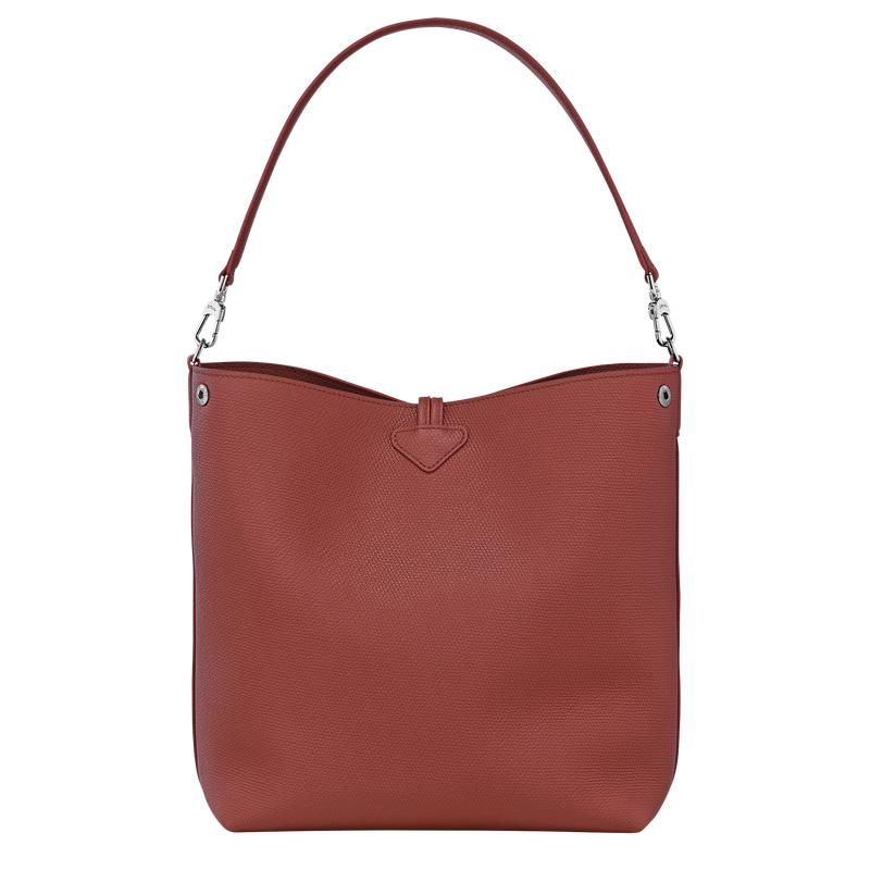 Longchamp |Le Roseau M Schultertasche Kastanienbraun – Leder |Kastanienbraun