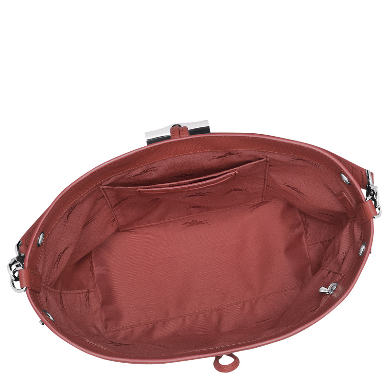 Longchamp |Le Roseau M Schultertasche Kastanienbraun – Leder |Kastanienbraun