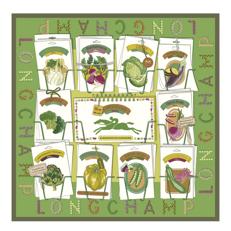 Longchamp |Seidenschal „In the Vegetable Garden\" 70 Laurel – SONSTIGES |Laurel