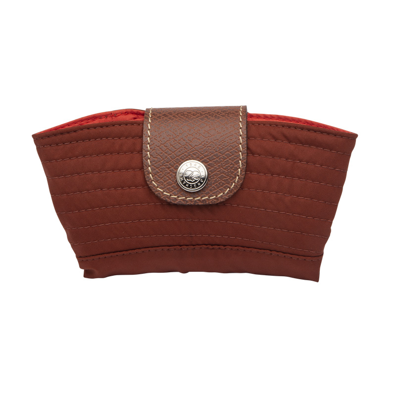 Longchamp |Wendbarer Fischerhut in Kastanienbraun/Tomatenbraun – Technischer Taft |Kastanie/Tomate