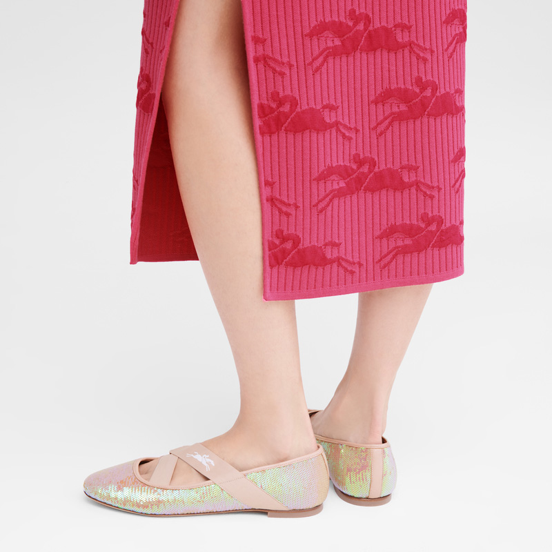 Longchamp |Energy Ballerinas Nude – Canvas |Hautfarben