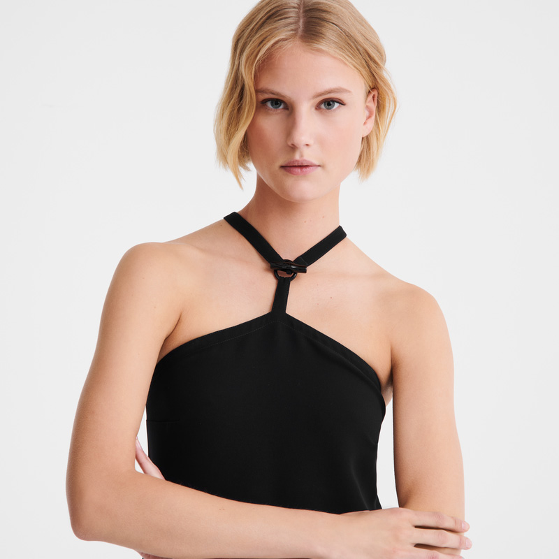 Longchamp |Langes Kleid Schwarz – Krepp |Schwarz Longchamp |Langes Kleid Schwarz – Krepp |Schwarz