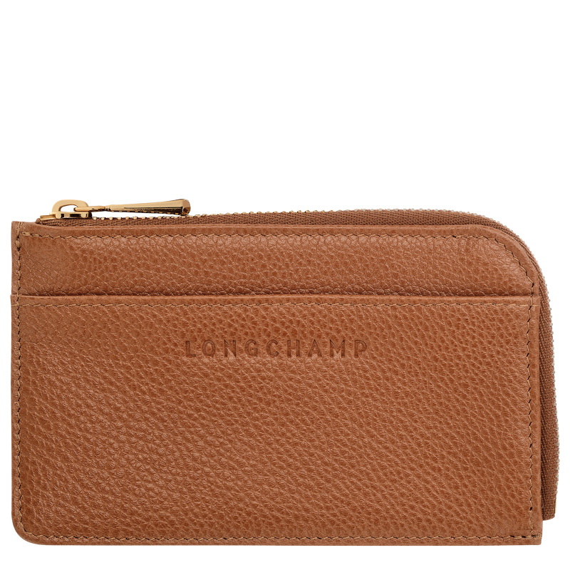 Longchamp |Le Foulonn Kartenetui Karamell – Leder |Karamell