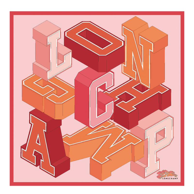 Longchamp |University Seidenschal 70 Erdbeere – Seide |Erdbeere