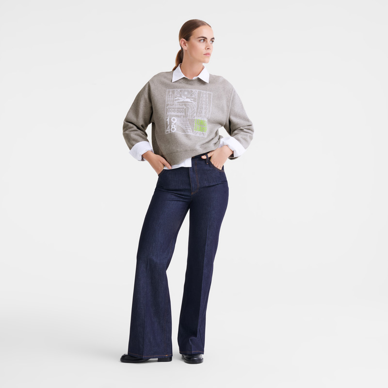 Longchamp |Sweatshirt Grau – Jersey |Grau Longchamp |Sweatshirt Grau – Jersey |Grau