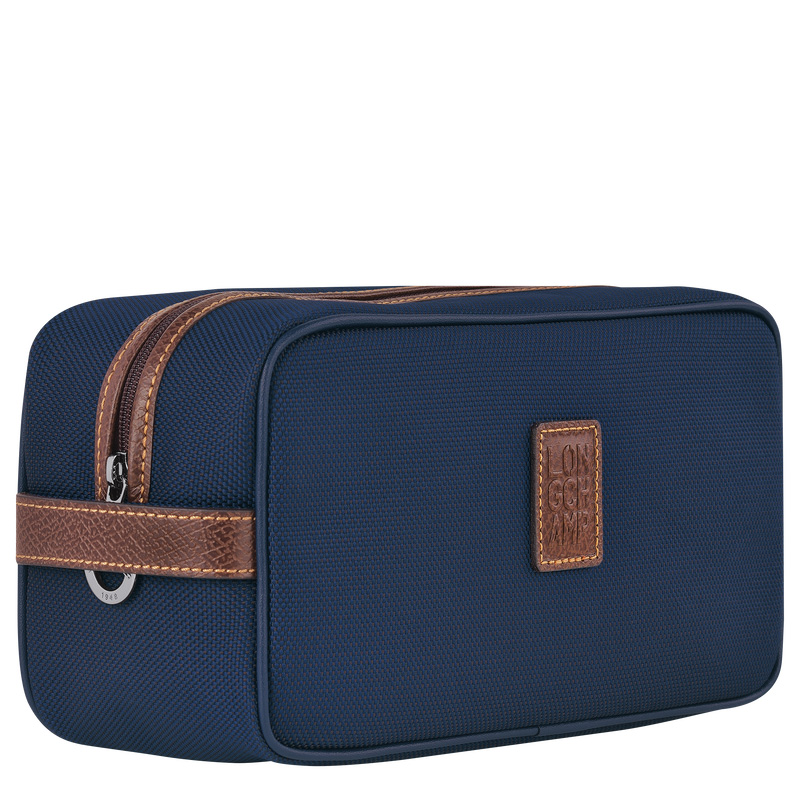 Longchamp |Boxford Kulturbeutel, Blau – Recyceltes Canvas |Blau