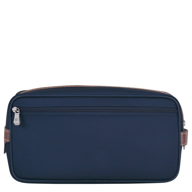 Longchamp |Boxford Kulturbeutel, Blau – Recyceltes Canvas |Blau