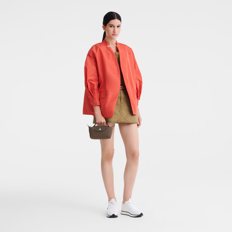 Longchamp |Le Pliage Grüne Tasche mit Griff Terra – Recyceltes Canvas |Terra