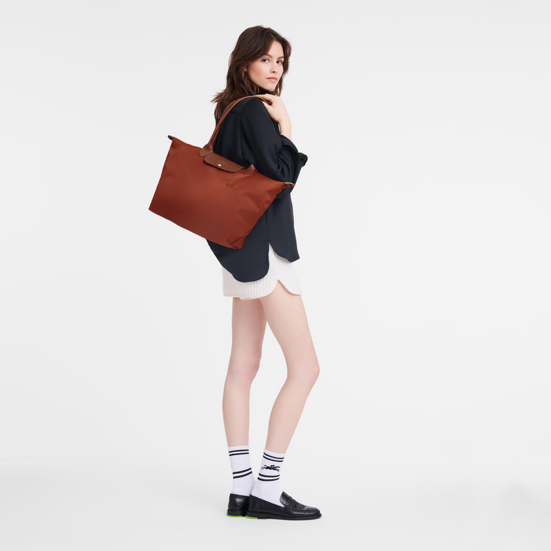 Longchamp |Le Pliage Green L Tote Bag, Kastanienbraun – Recyceltes Canvas |Kastanie