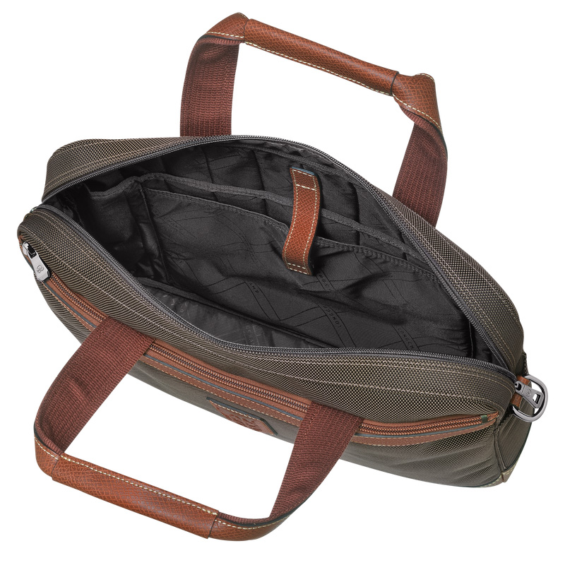 Longchamp |Boxford S Aktentasche, Braun – Recyceltes Canvas |Braun