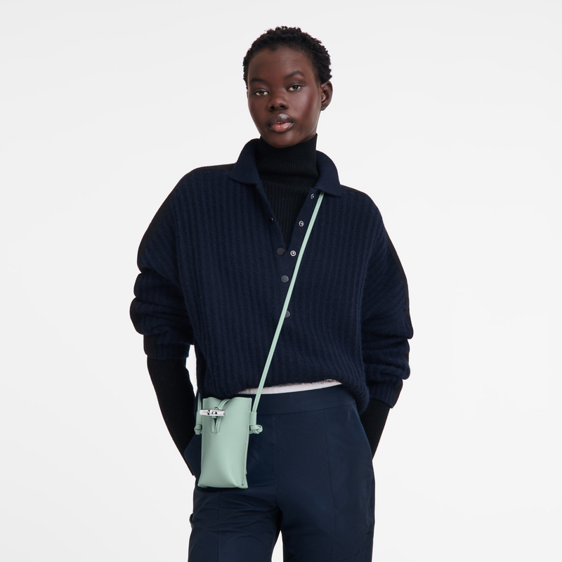 Longchamp |Le Roseau Handyhülle Seladon – Leder |Seladon