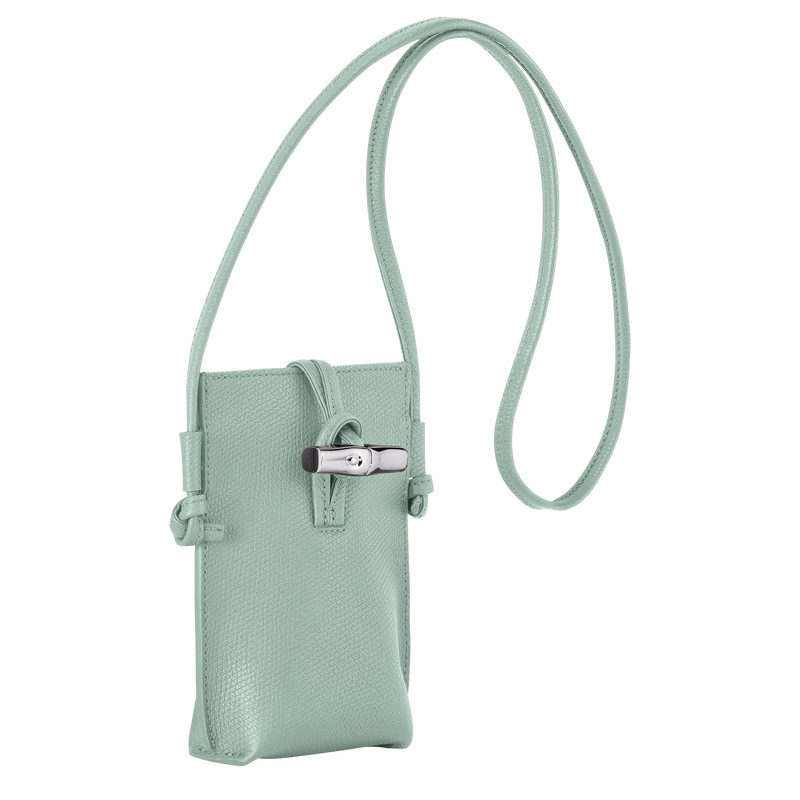 Longchamp |Le Roseau Handyhülle Seladon – Leder |Seladon