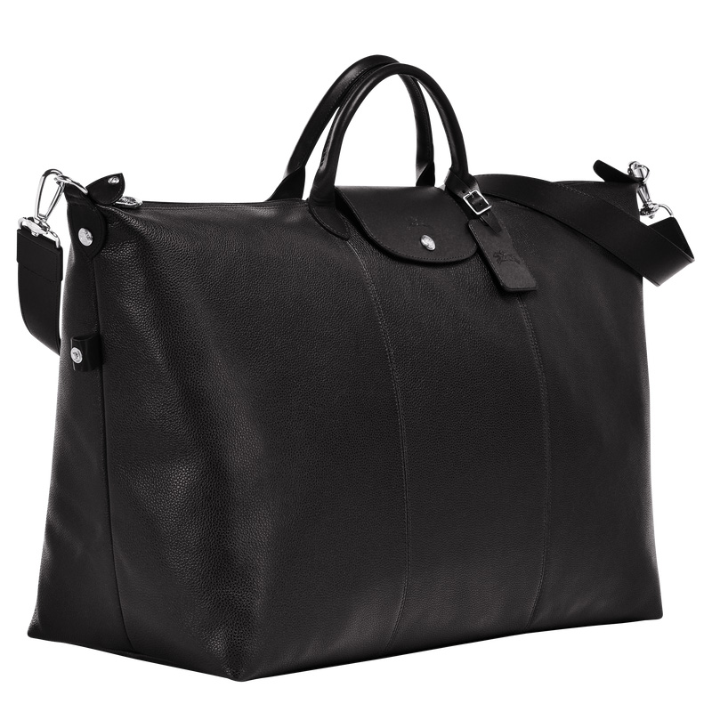 Longchamp |Le Foulonn L Reisetasche Schwarz – Leder |Schwarz