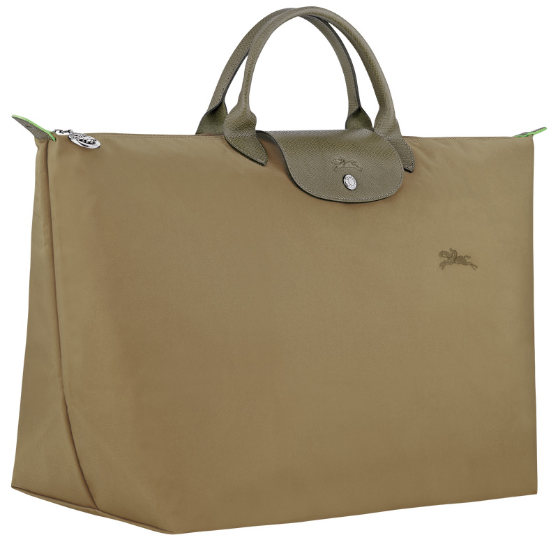 Longchamp |Le Pliage Grüne Reisetasche, Artischocke – Recyceltes Canvas |Artischocke