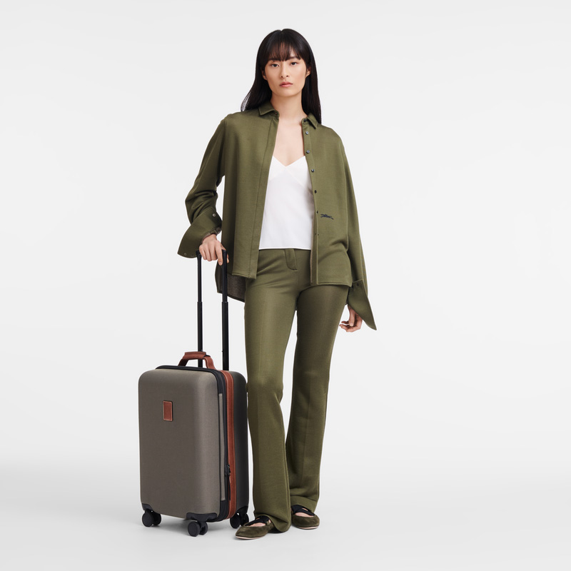 Longchamp |Boxford S Koffer, Braun – Recyceltes Canvas |Braun