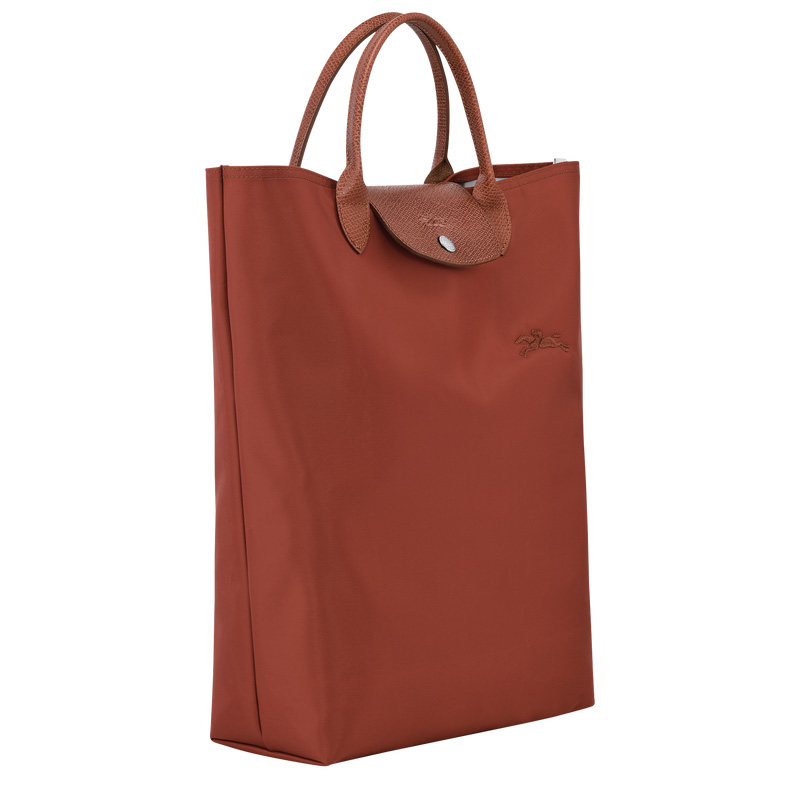 Longchamp |Le Pliage Grün M Tragetasche Kastanienbraun – Canvas |Kastanienbraun