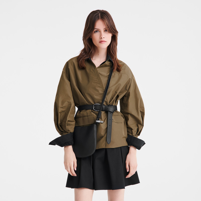 Longchamp |Le Roseau S Umhängetasche Schwarz – Leder |Schwarz