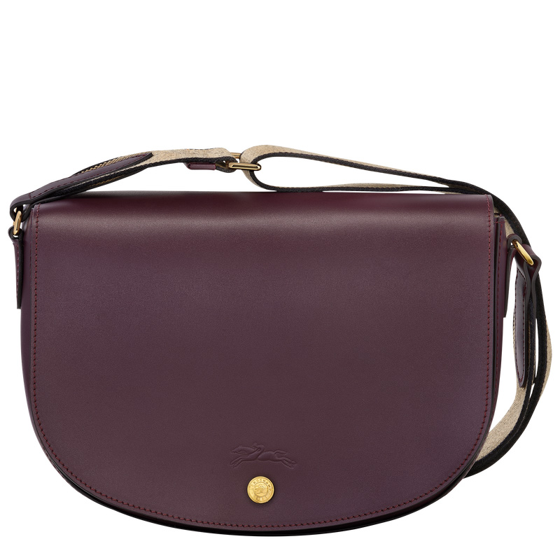 Longchamp |Pure M Umhängetasche Aubergine – Leder |Aubergine